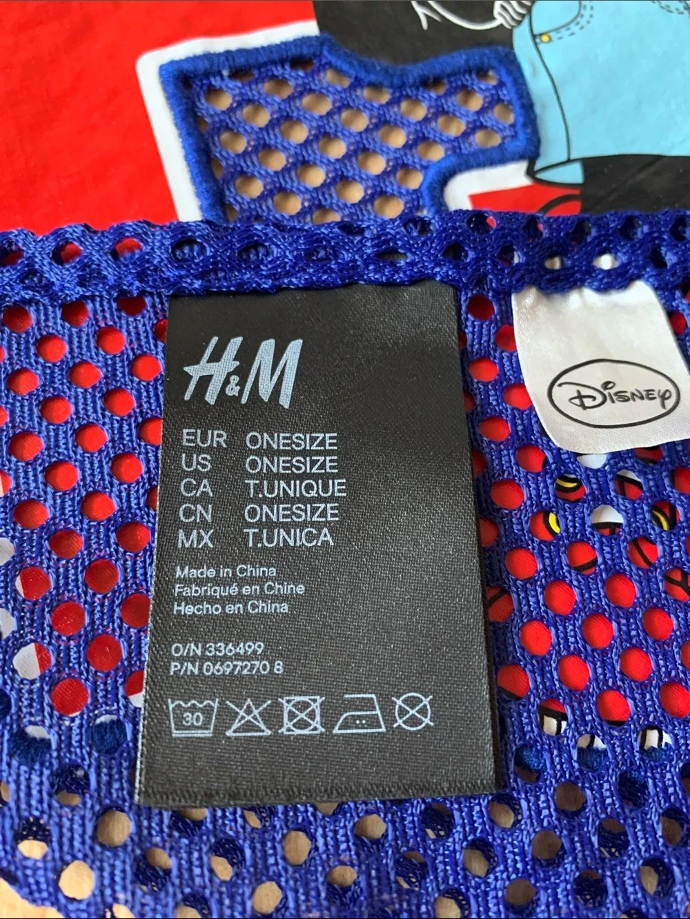 Moschino H&M Disney Blue Mesh Scarf with Mickey & Minnie Graphics